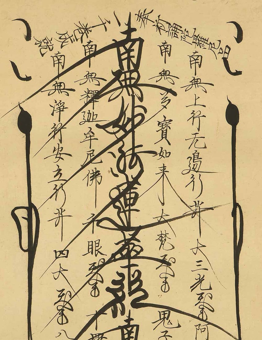 Nichitoku Age 1879 Japanese Buddhist hanging scroll / Nichiren Mandala Gohonzon - 4