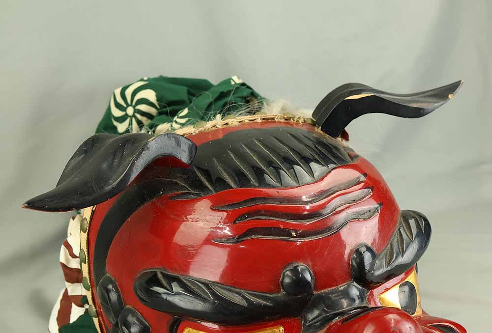 Shishigashira Female - Japanese Wood Carving Shishimai Head Mask Kagura Lion Head Foo dog - 10