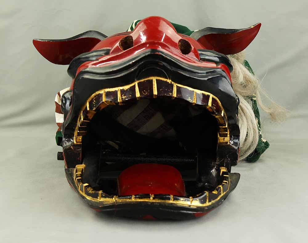 Shishigashira Female - Japanese Wood Carving Shishimai Head Mask Kagura Lion Head Foo dog - 14
