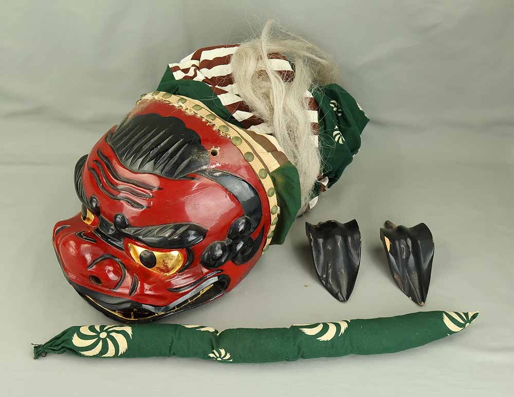 Shishigashira Female - Japanese Wood Carving Shishimai Head Mask Kagura Lion Head Foo dog - 18