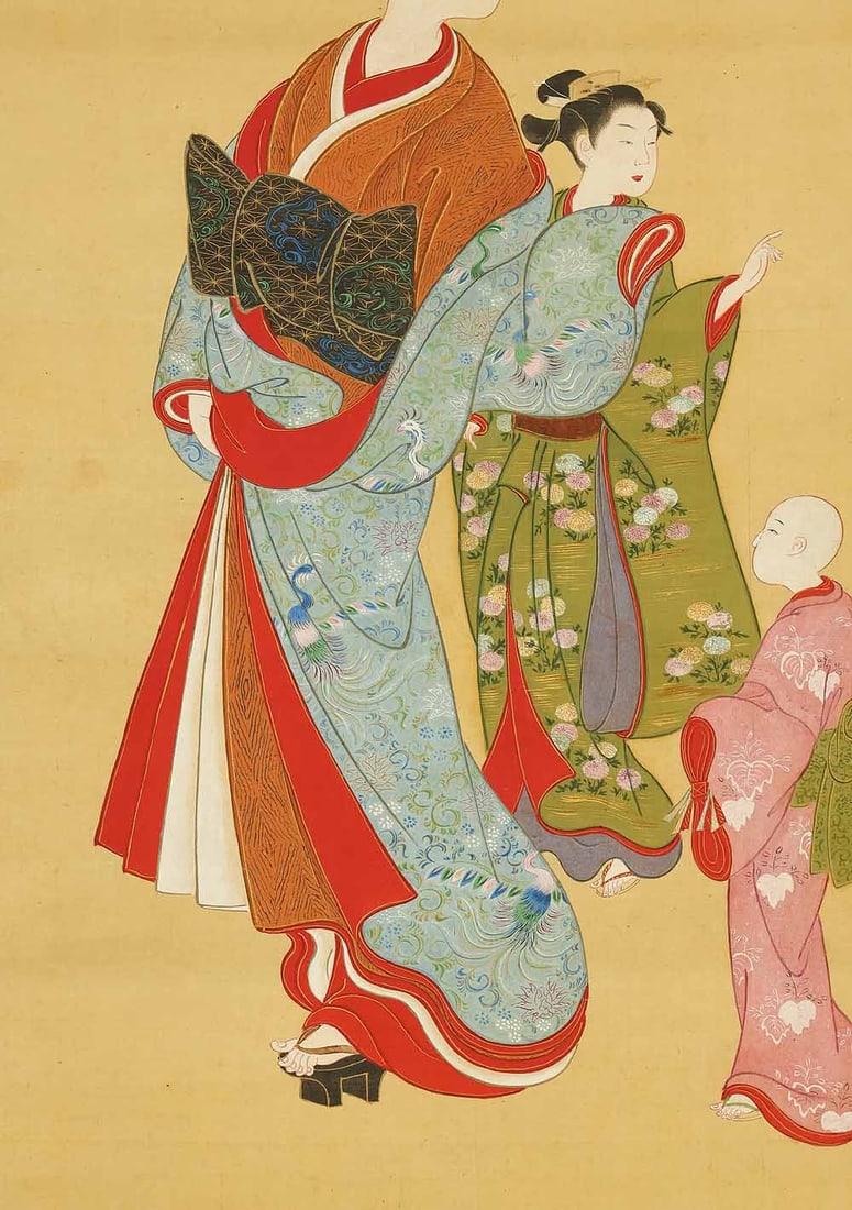 Suzuki Harunobu (1725-1770) Japanese hanging scroll / Ukiyo-e Kimono Beauty with Box - 7