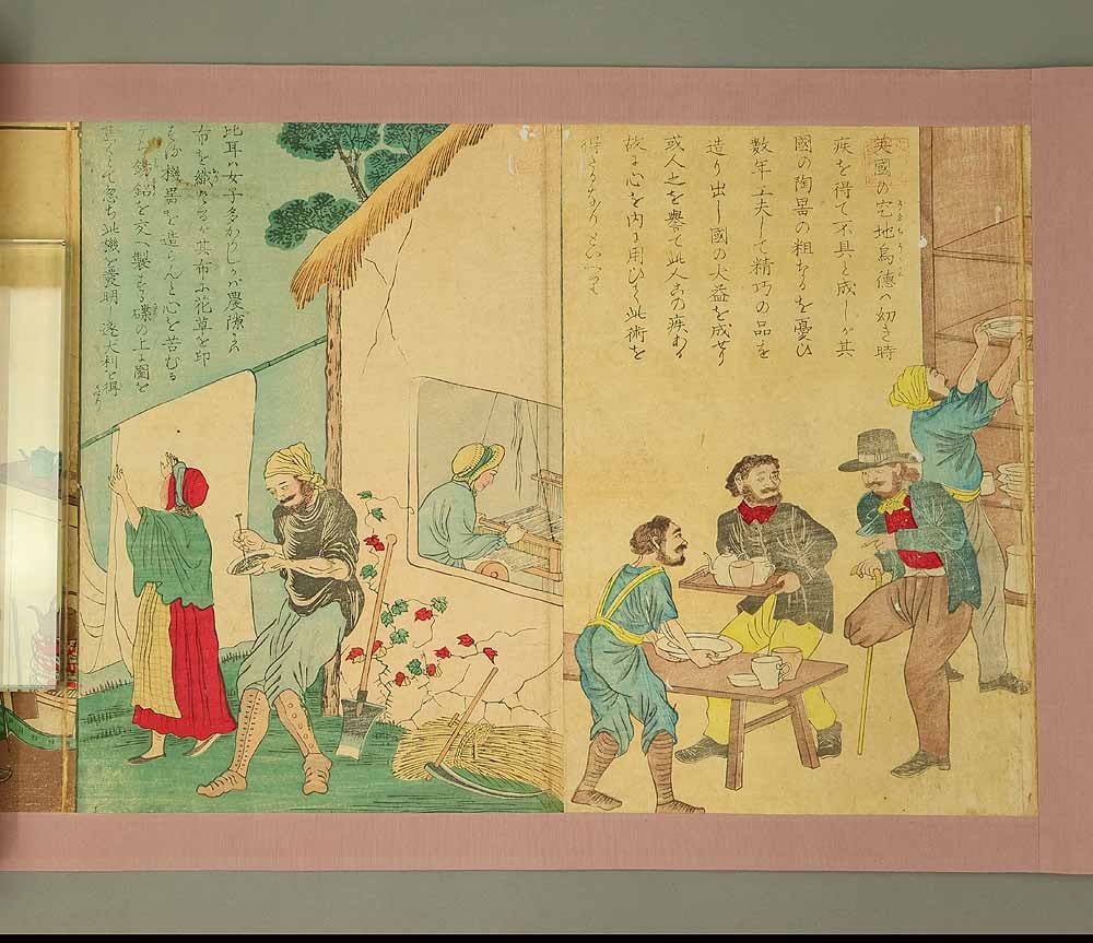 Picture scroll 3.8m - Meiji Nishiki-e Color Woodblock Prints for Children's Home Education - 3