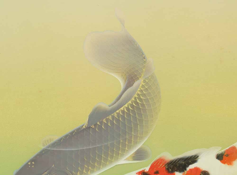 Ota Ryuichi (1915-1994) Japanese hanging scroll / Nishikigoi (Colored Carp) with Original Double Box - 5