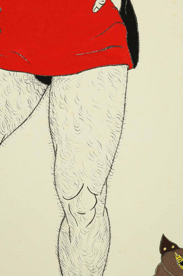 Mishima Go (1924-1988) Original Drawing - Young Man Striking Pose - 11