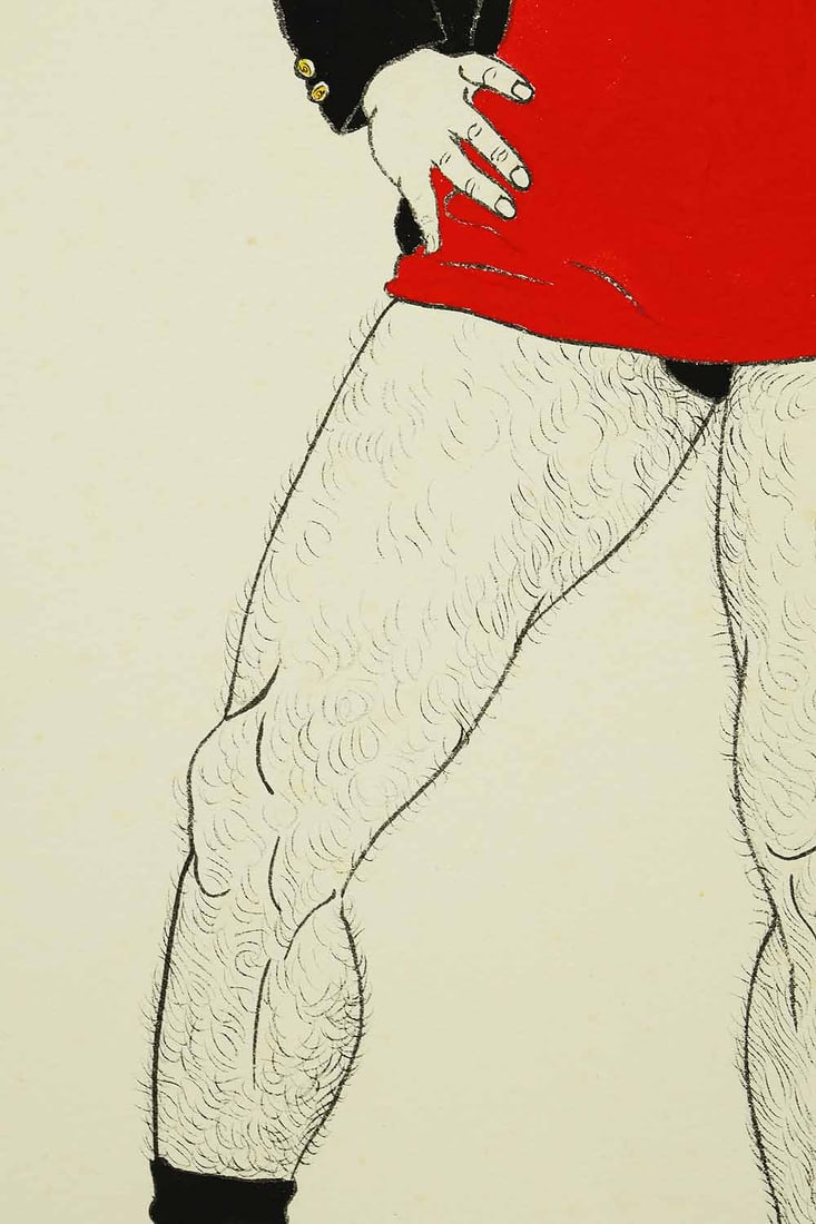 Mishima Go (1924-1988) Original Drawing - Young Man Striking Pose - 14