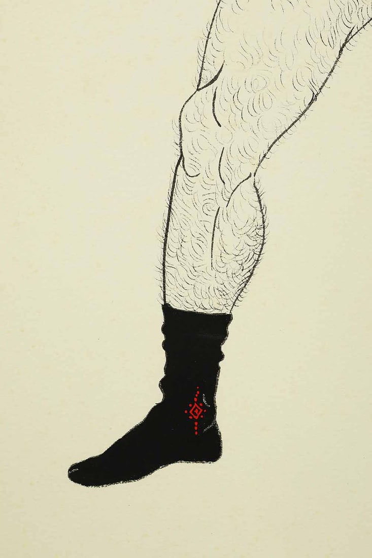 Mishima Go (1924-1988) Original Drawing - Young Man Striking Pose - 15