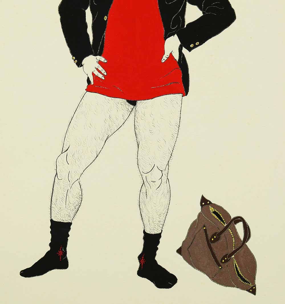 Mishima Go (1924-1988) Original Drawing - Young Man Striking Pose - 9