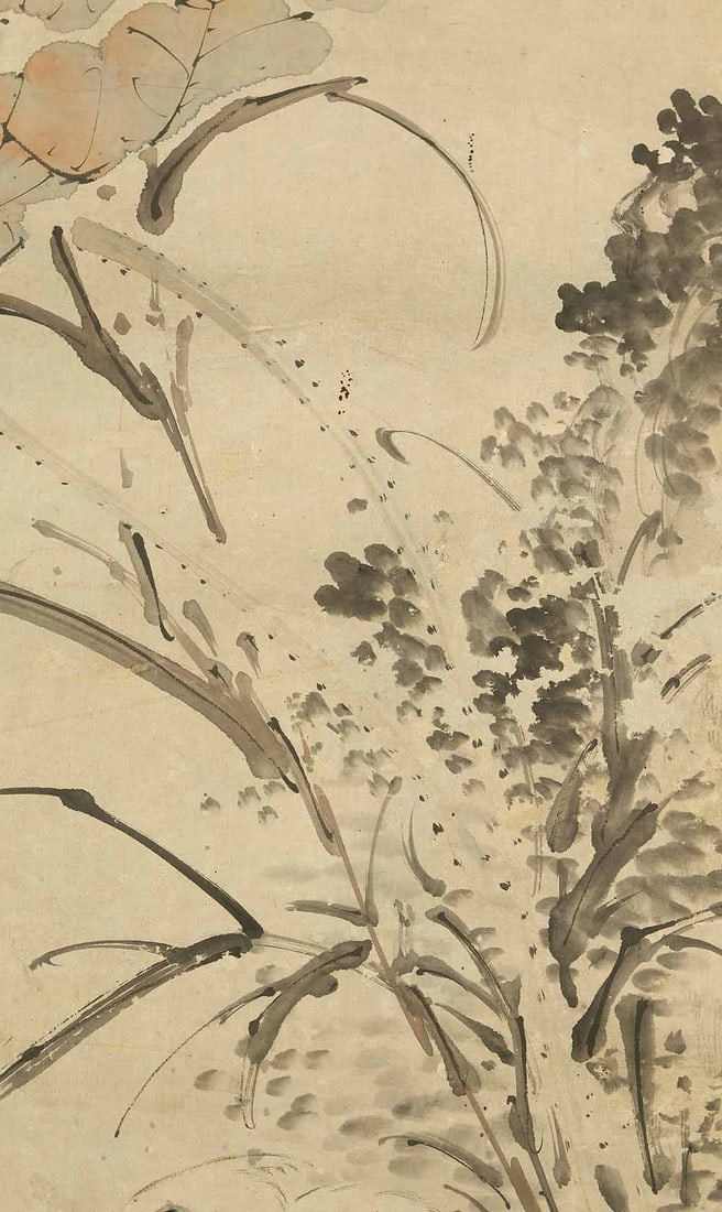 Takahashi Sohei (1802-1833) Japanese hanging scroll / Lotus and Heron in Water with Box - 12
