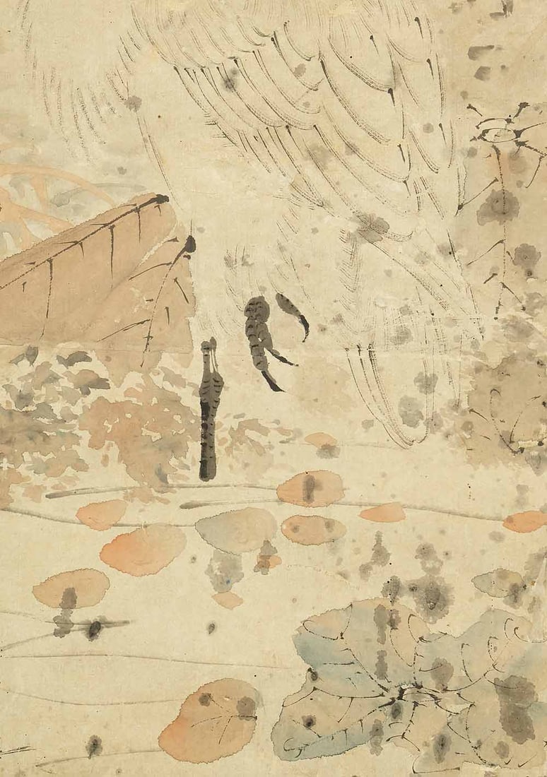 Takahashi Sohei (1802-1833) Japanese hanging scroll / Lotus and Heron in Water with Box - 15