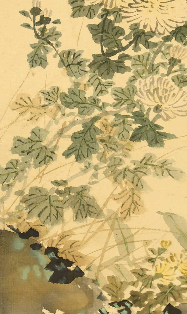 Okutani Shuseki (1871-1936) Japanese hanging scroll / Rising Sun and Chrysanthemum with Box - 9