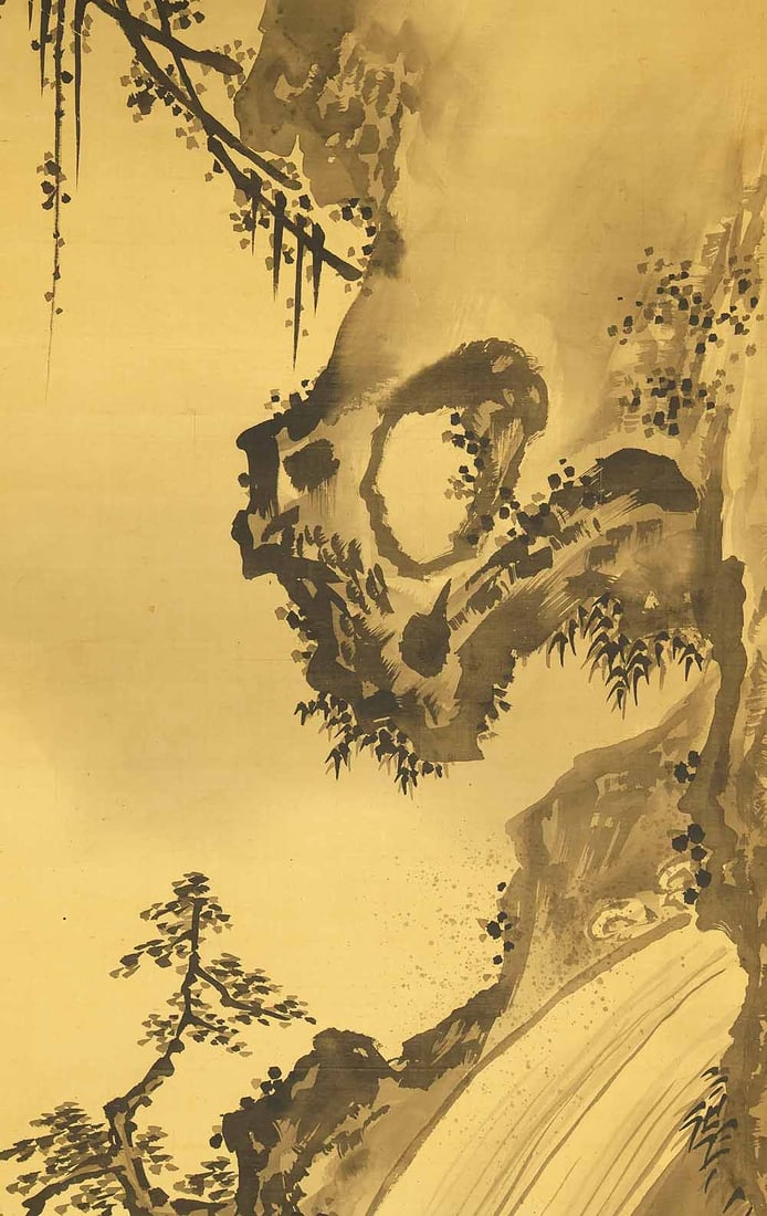 Kano Shosenin Tadanobu (1823-1879) Japanese hanging scroll / Waterfall and Pine Tree with Box - 5