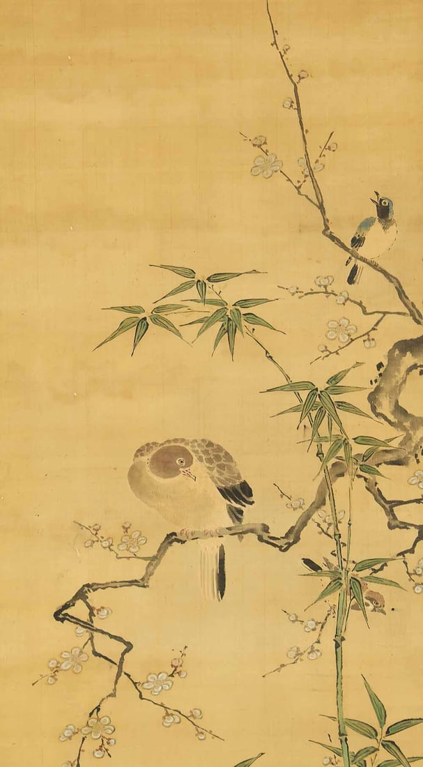 Attributed to Kano Eisenin Michinobu (1730-1790) Japanese Paired hanging scrolls / Flowers and Birds - 5