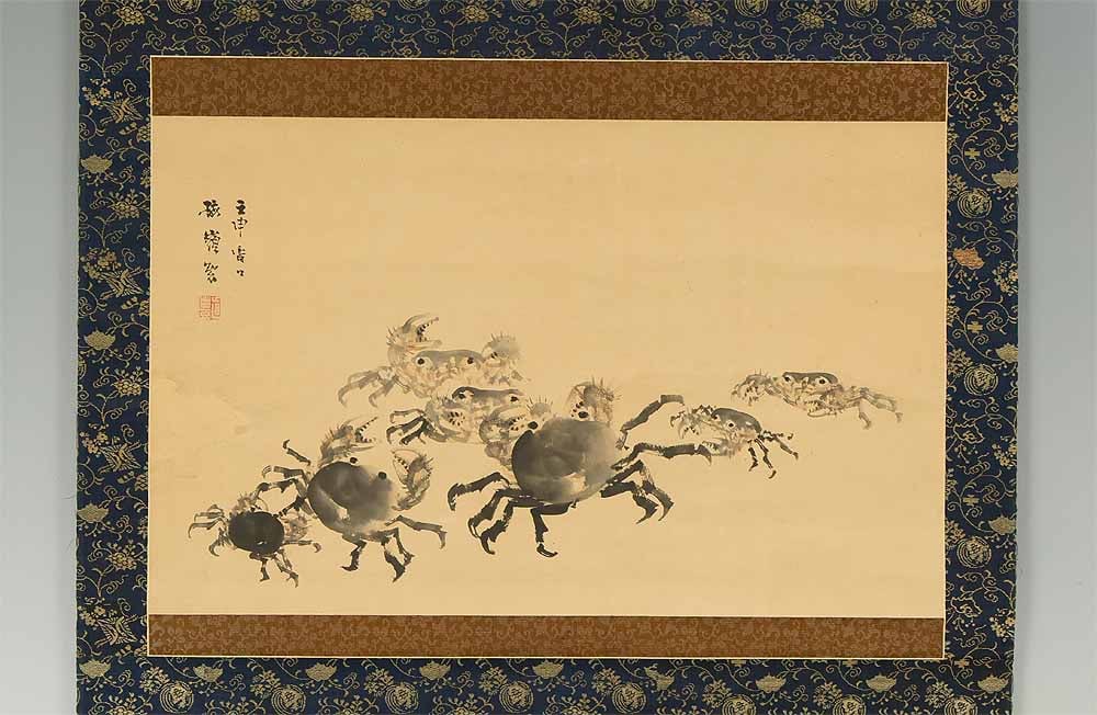 Kono Bairei (1844-1895) Japanese hanging scroll / Seven Crabs with Box - 2