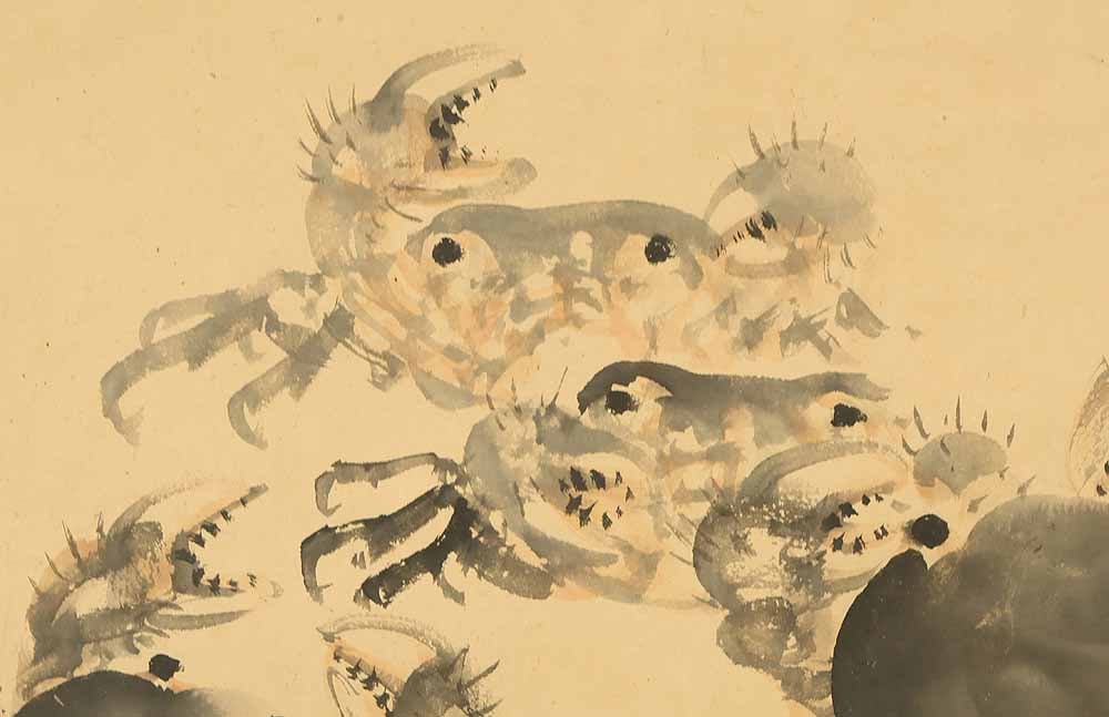 Kono Bairei (1844-1895) Japanese hanging scroll / Seven Crabs with Box - 9