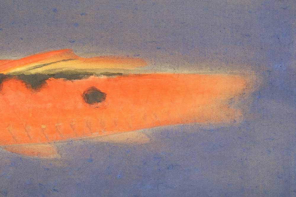 Shimazu Kazan (b1890) Japanese hanging scroll / Nishikigoi (Colored Carp) Swimming Two Carp - 7