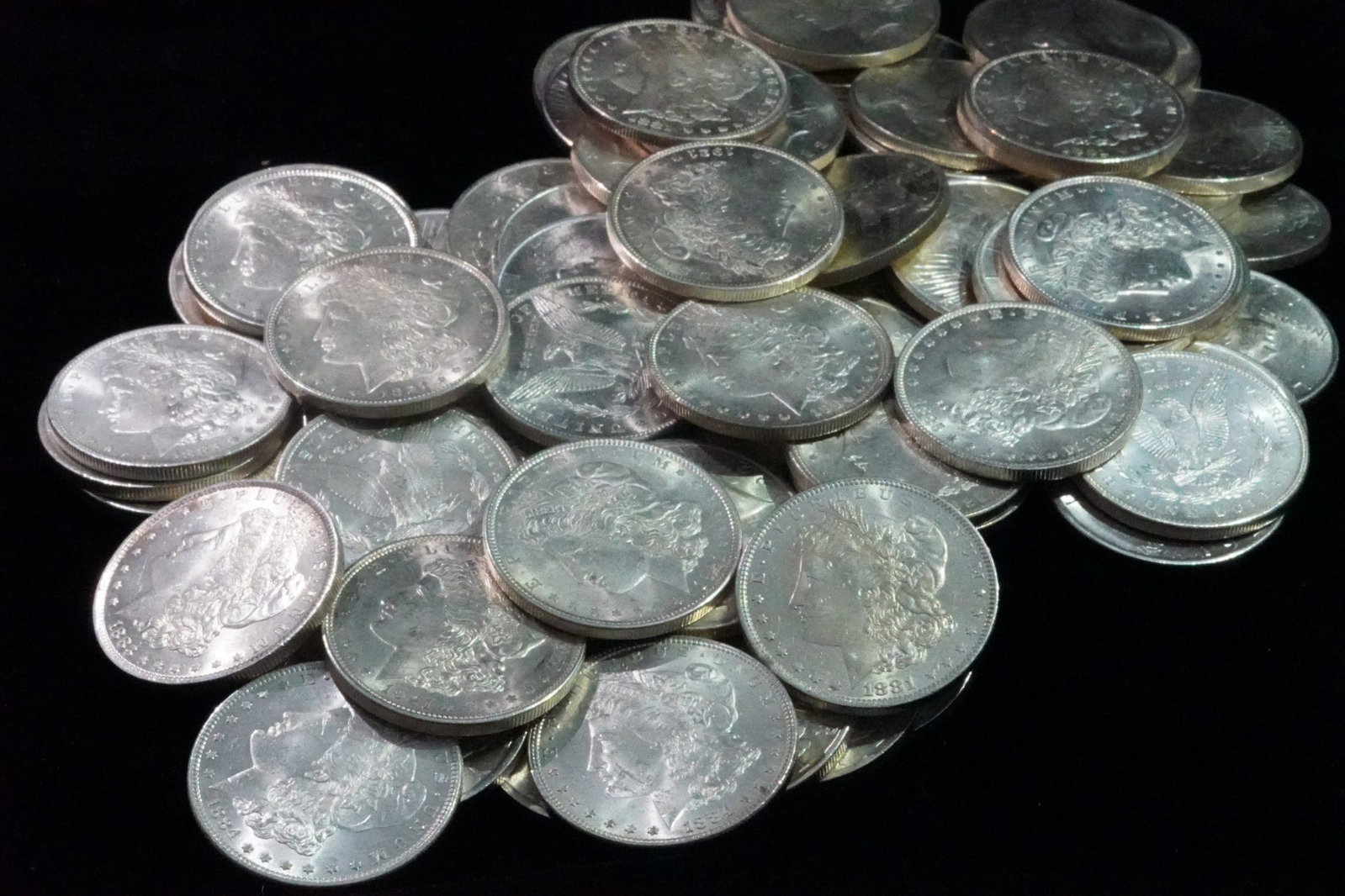 LOT OF 100 MORGAN SILVER DOLLARS BU (1 of 1)
