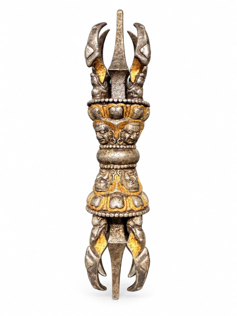 Five-Pronged Vajra with Wrathful Faces and Makara Heads, Ming Dynasty (1 of 6)