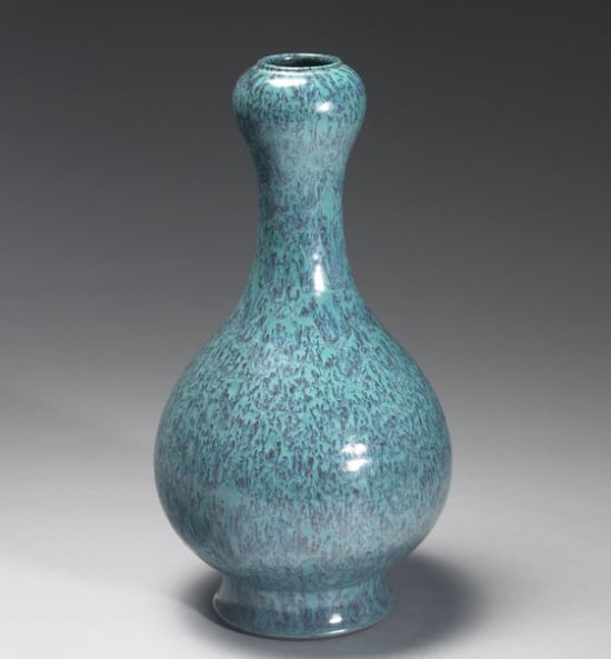 Chinese Antiques Art Garlic-head-shaped vase with robin's egg glaze (1 of 1)