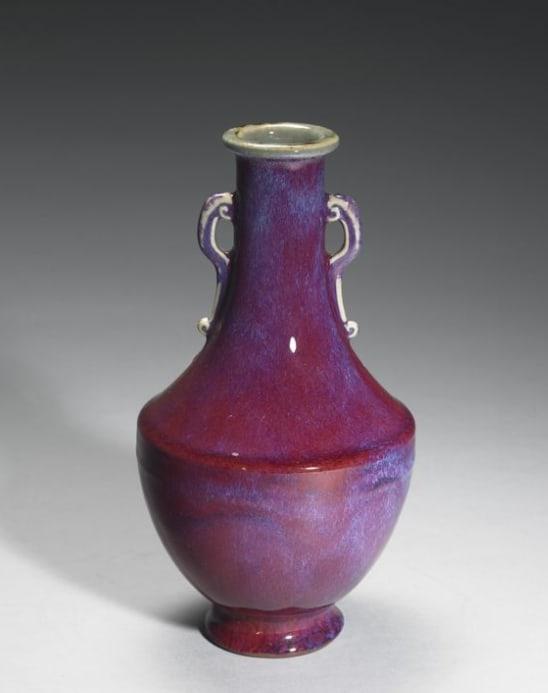 Chinese Antiques Art Vase with handles in glaze imitating Jun ware: Chinese Antiques Art Asian Antiques Porcelain Bronze Jade Painting Scroll Gold Chinese Ming Dynasty Furniture