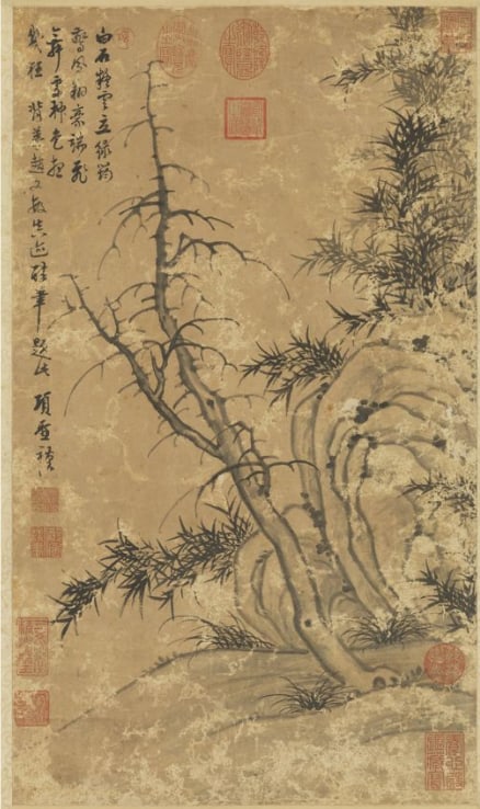 Chinese Antiques Art Painting Scroll Ming Dynasty Xiang Shengmo's "Ancient Trees and Secluded Bamboo: Chinese Antiques Art Asian Antiques Porcelain Bronze Jade Painting Scroll Gold Chinese Ming Dynasty Furniture