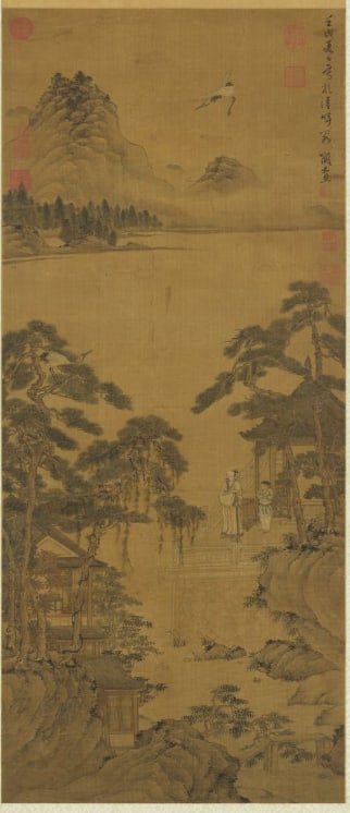 Chinese Antiques Art Painting Scroll Releasing the Cranes: Chinese Antiques Art Asian Antiques Porcelain Bronze Jade Painting Scroll Gold Chinese Ming Dynasty Furniture