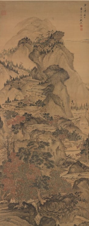 Chinese Antiques Art Painting Scroll Listening to a Stream in an Autumn Grove (1 of 1)