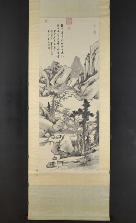 Chinese Antiques Art Painting Scroll Soughing Forests in the Valley: Chinese Antiques Art Asian Antiques Porcelain Bronze Jade Painting Scroll Gold Chinese Ming Dynasty Furniture