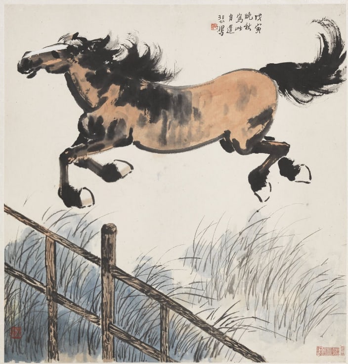 Chinese Antiques Art Painting Scroll Galloping Horse off the Ground: Chinese Antiques Art Asian Antiques Porcelain Bronze Jade Painting Scroll Gold Chinese Ming Dynasty Furniture
