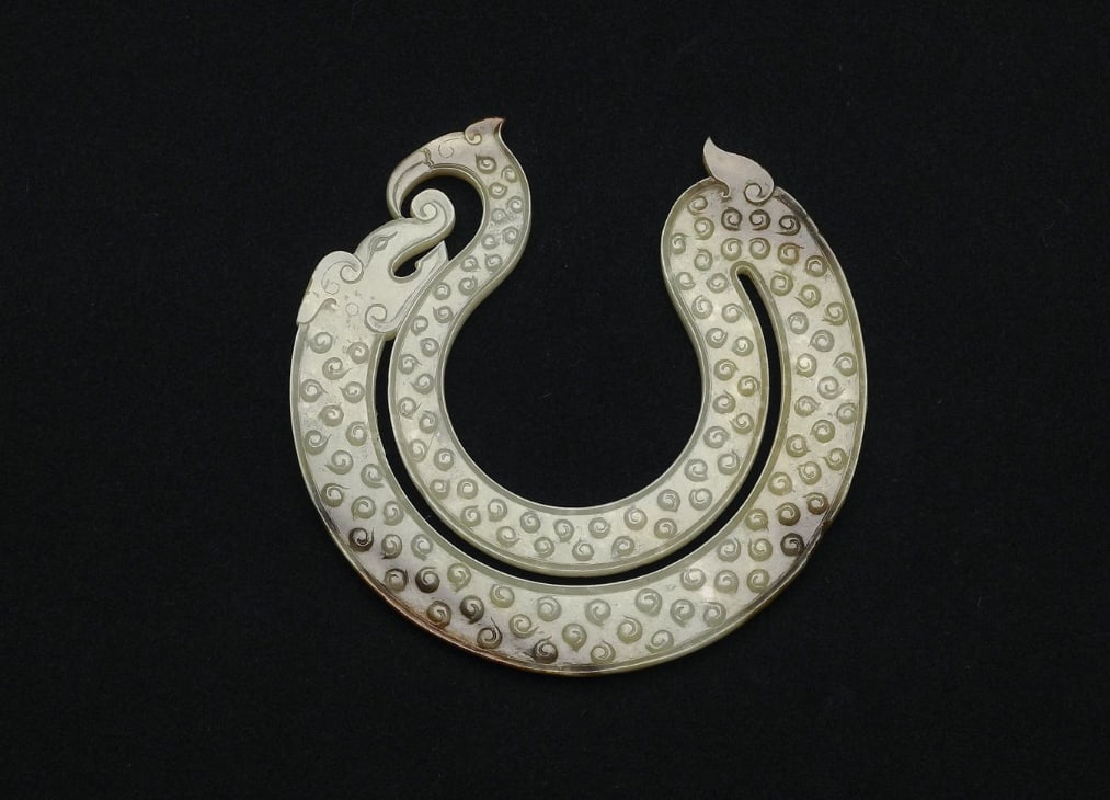 Chinese Antiques Art Jade pei pendant with dragon and phoenix pattern in archaistic style: Chinese Antiques Art Asian Antiques Porcelain Bronze Jade Painting Scroll Gold Chinese Ming Dynasty Furniture