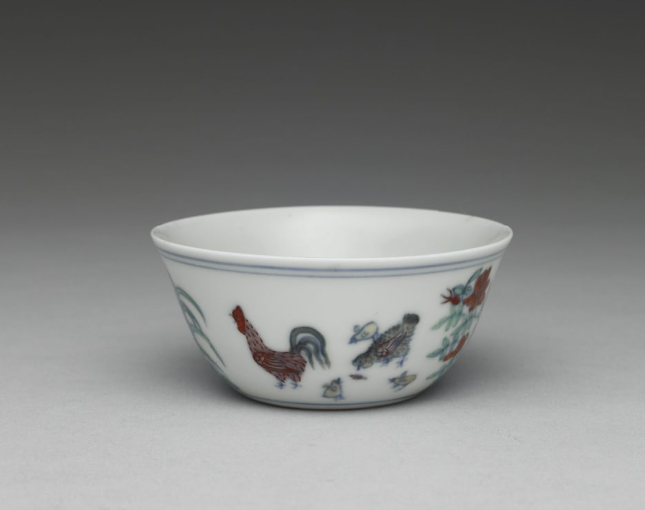 Chinese Antiques Art Chicken cup in doucai painted enamels: Chinese Antiques Art Asian Antiques Porcelain Bronze Jade Painting Scroll Gold Chinese Ming Dynasty Furniture