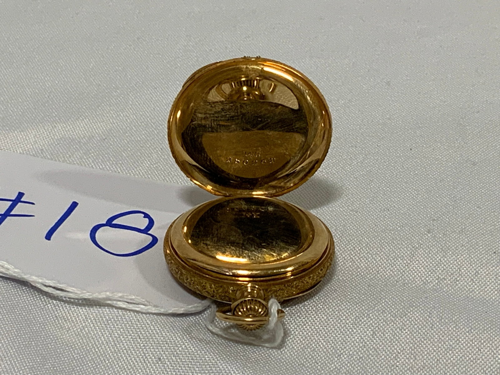 14kt Ladies Pocket Watch by Waltham: 14 karat ladies pocket watch by Waltham. Inside works marked 12672433, DUBOIS W.C. Co, 14k warranted, case number 250262. Outer case is 14K. Good condition.