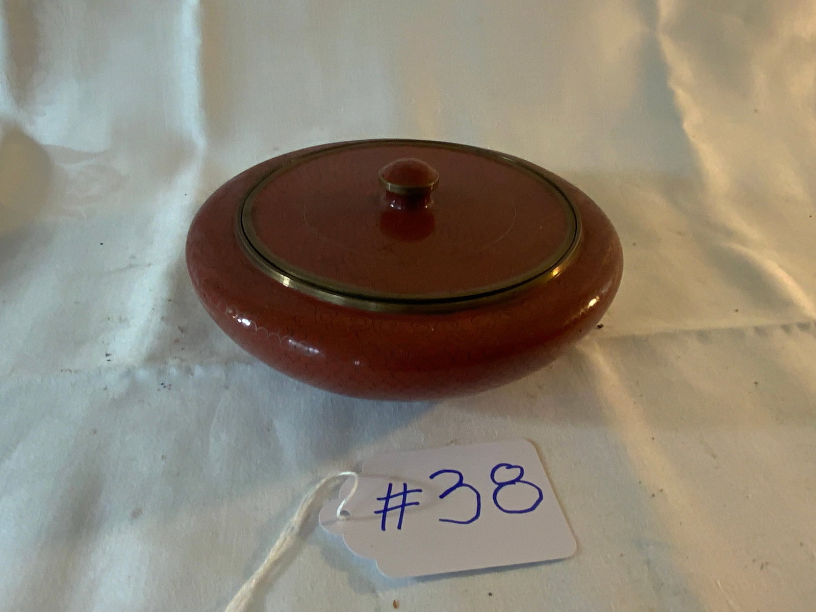 Cloisonne Covered Dish: Cloisonne covered dish, 6" wide x 2 1/4" tall. Good condition.