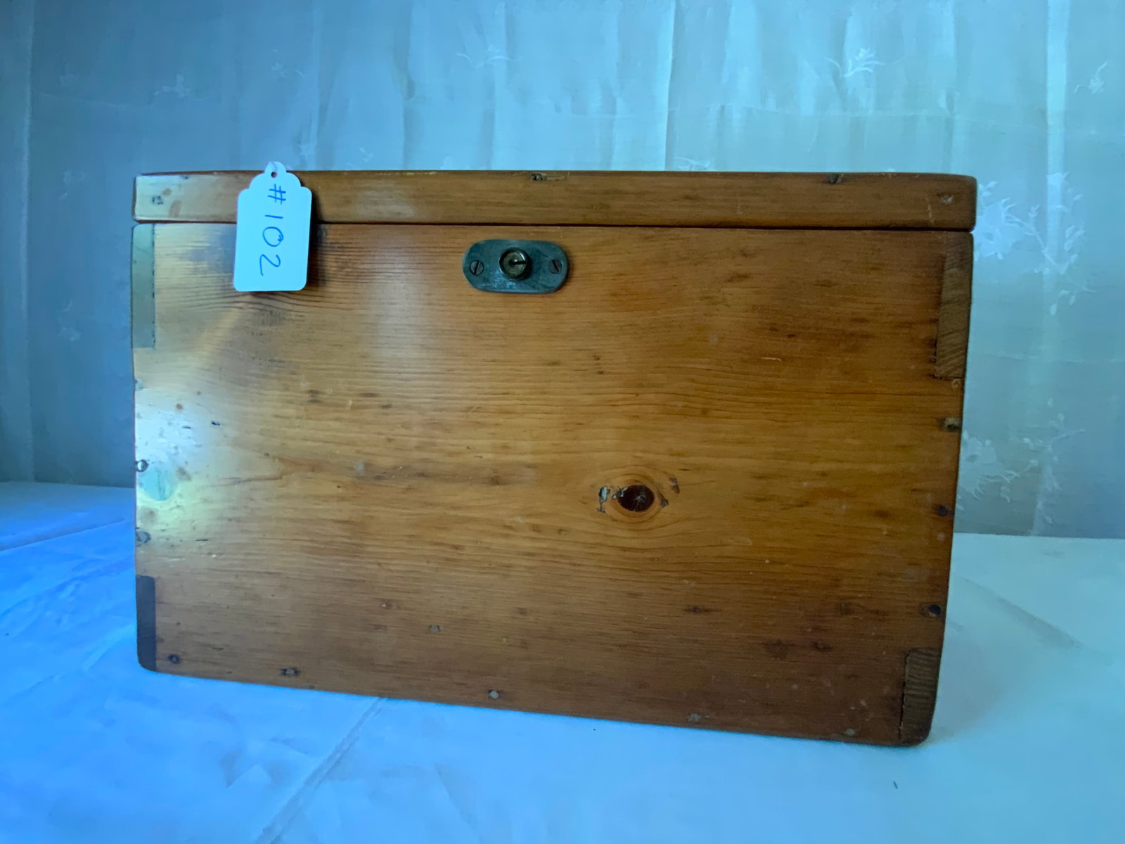 Pine Document Box: Pine document box, 18th century, refinished many years ago, 18 1/4 inches wide, 12 inches tall, 11 inches deep. Good condition.
