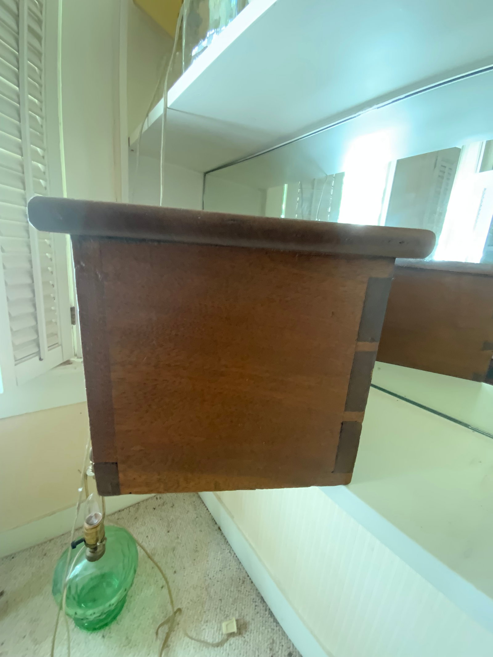 Walnut Ballot Box: Walnut ballot box w/ 2 dovetail drawers & turned pulls, 14 1/2" wide, 8" deep, 7" tall, original locks, missing handle. Good condition.