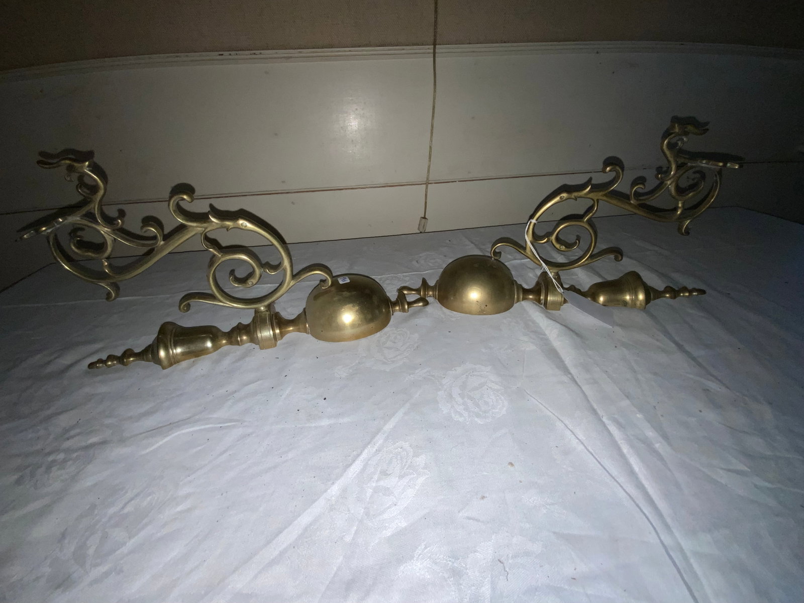 Chippendale Wall Brackets: Pair of Chippendale-style brass wall brackets, Dutch style, 19th century. Good condition.