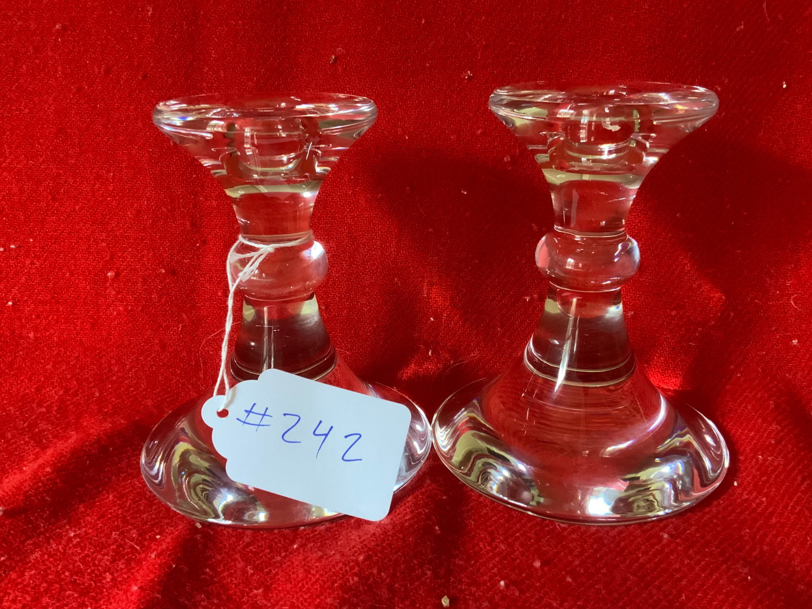 Val St. Lambert Candlesticks: Val St. Lambert, pair of 6" candlesticks. Good condition.