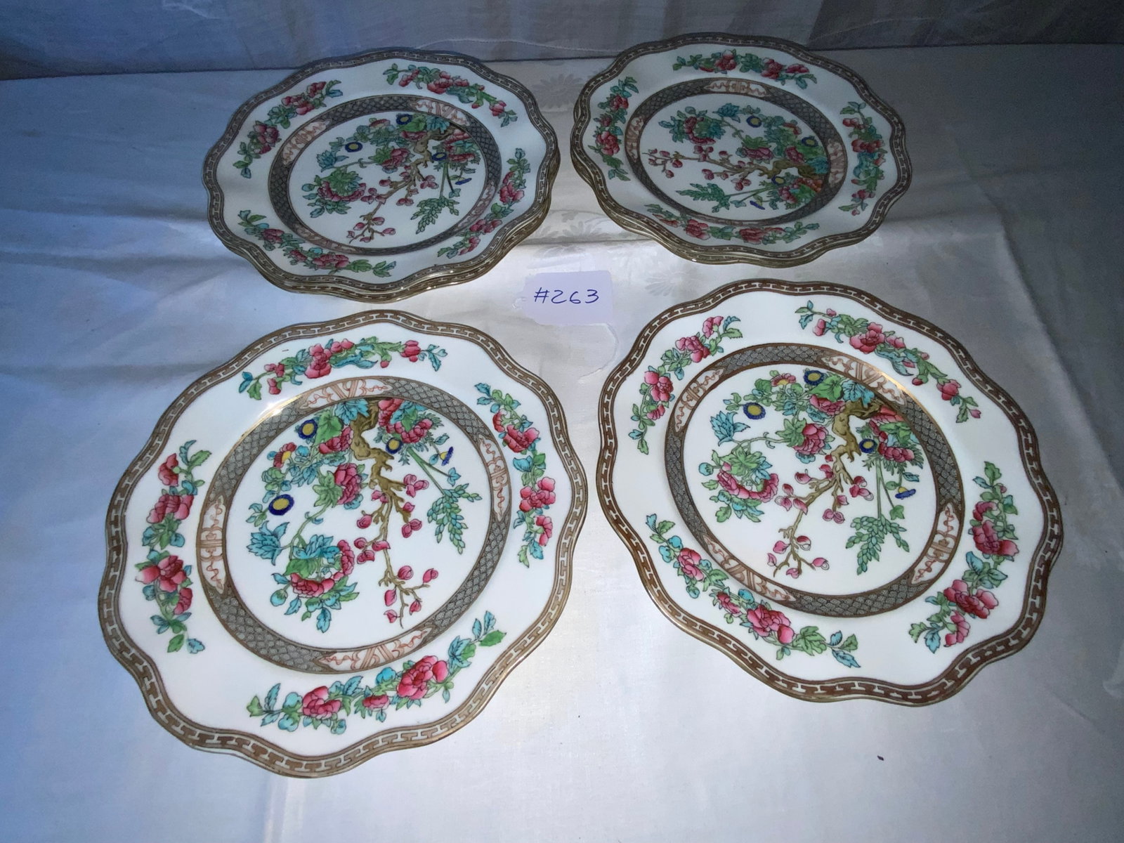 Coalport China: Coalport china, set of 6 plates, 10 1/2", Indian tree pattern. Good condition.