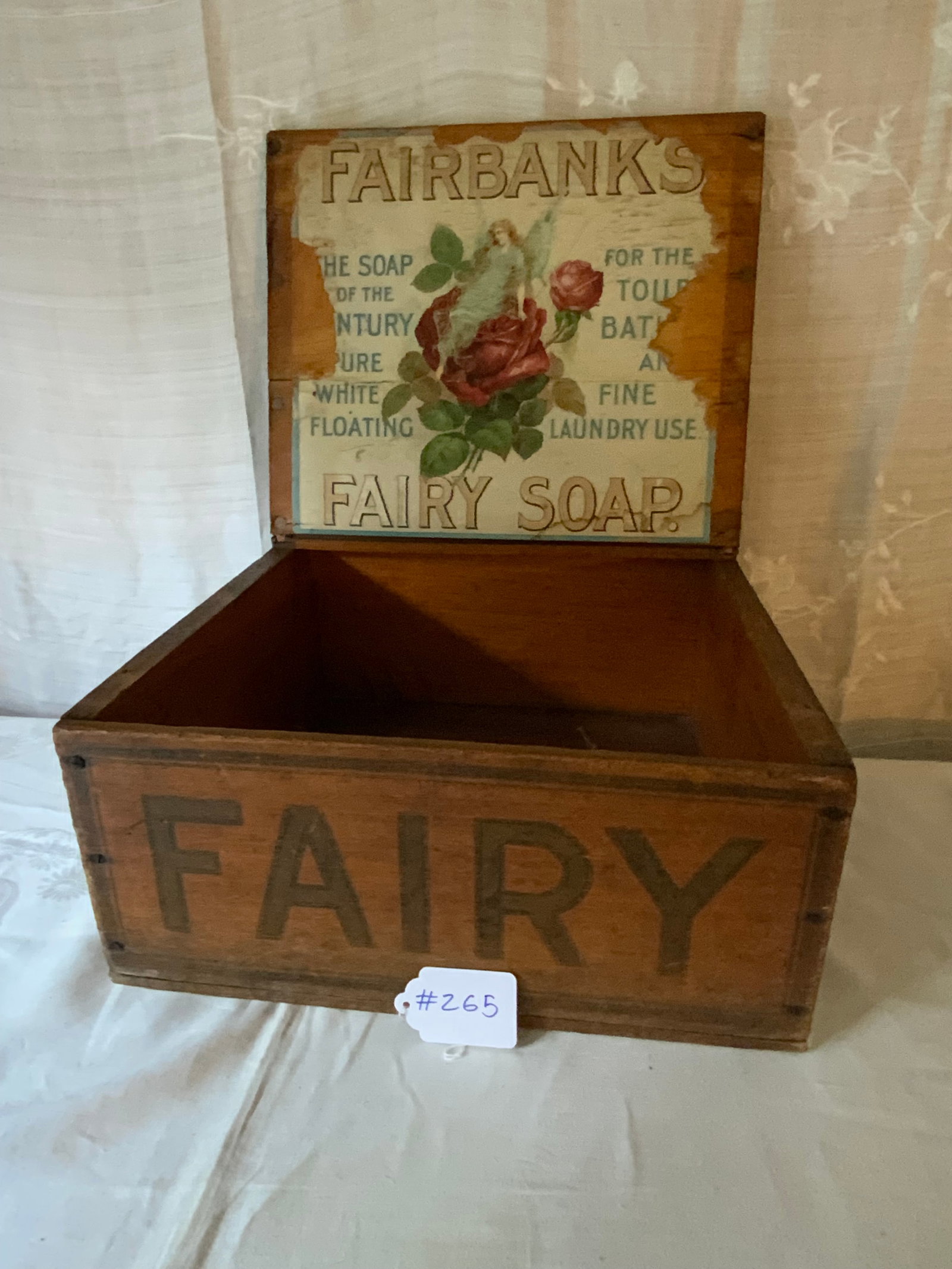 Fairy Soap Box: Fairy soap box, interior chromo lithograph, 17" wide, 68 inches long, 8 inches tall. Good condition.