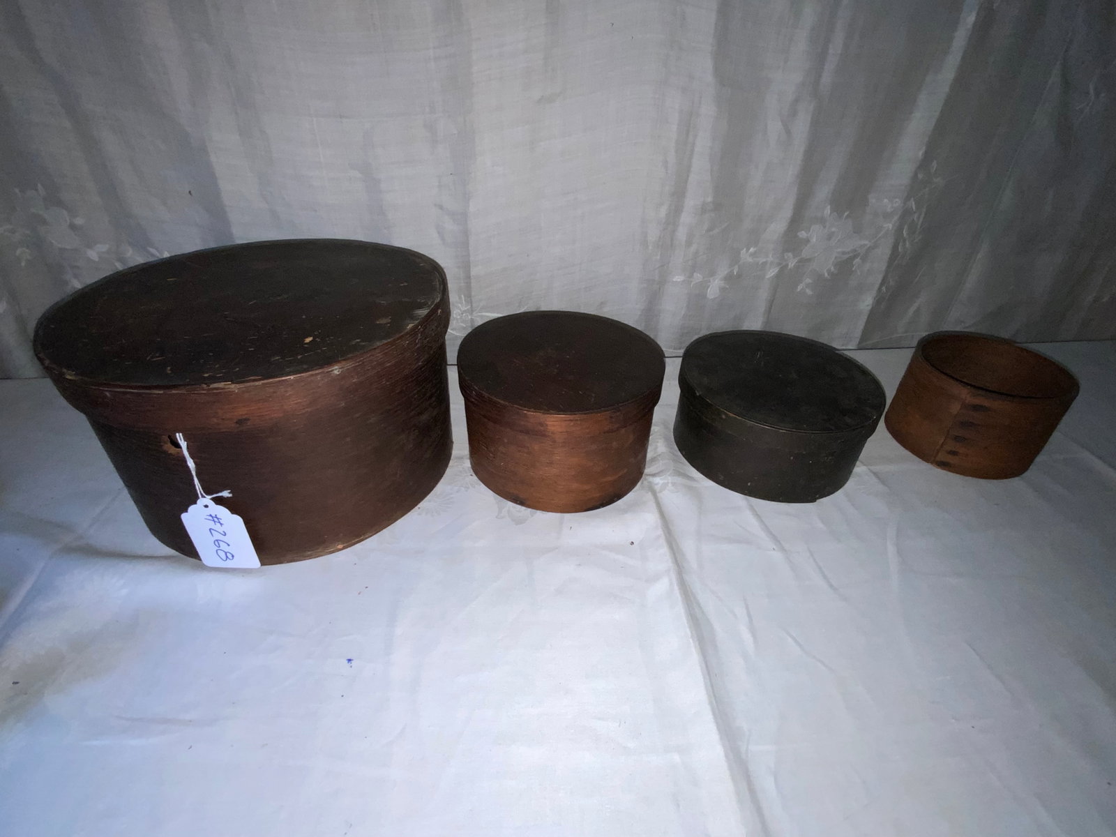 Pantry Boxes: 3 pantry boxes, various sizes, 1 open measure. Good condition.