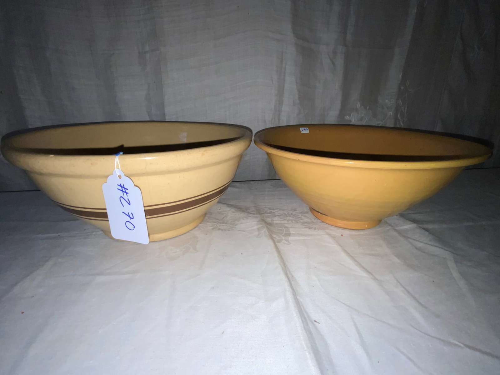 Yellow Ware Bowls: 2 yellow ware bowls, 12" wide. Good condition.