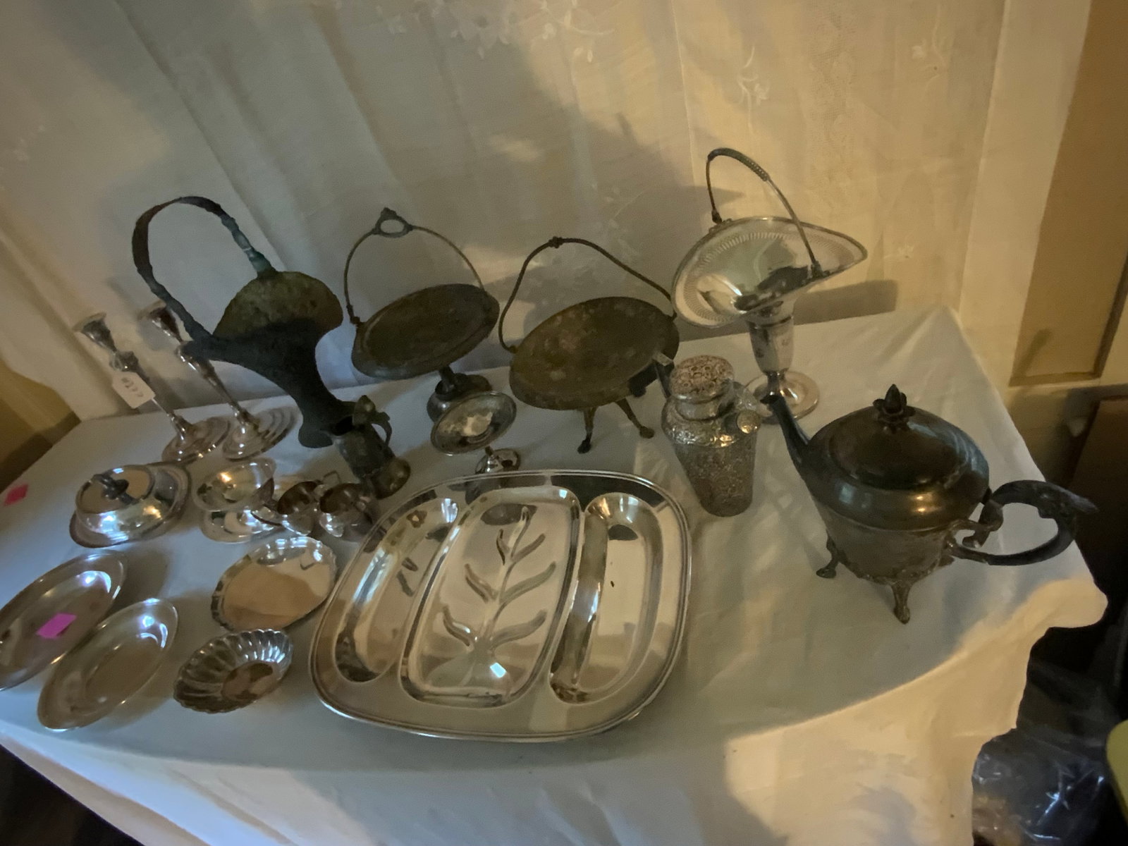 Silver Plate Lot: Large silver plate lot, approx 19 pc, various ages, various makers. Good condition.