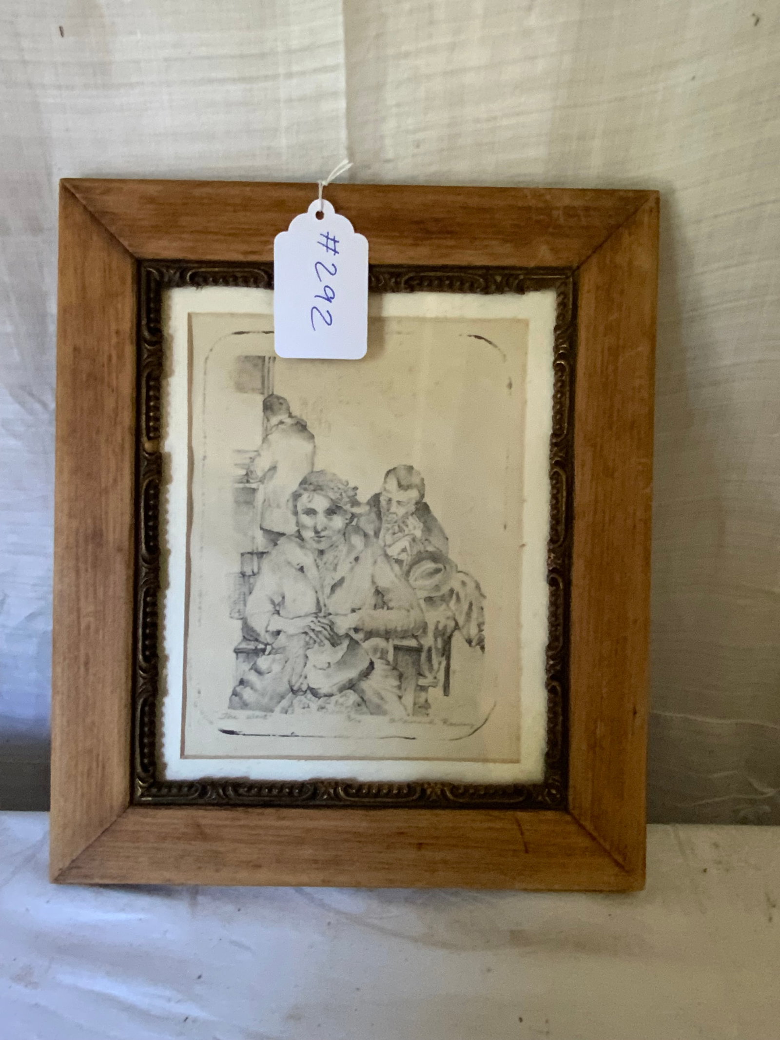 B. Normand Print: B. Normand, "The Wait," 3 of 10, 13" x 11". Good condition.