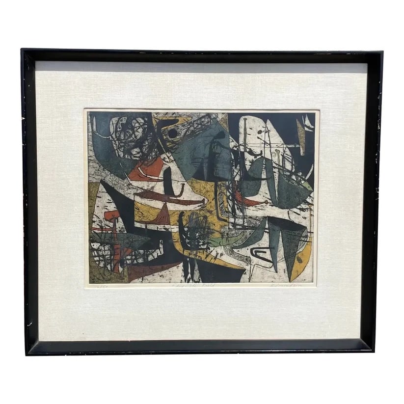 Leonard Edmondson 1950 Flexible Field: Leonard Edmondson, California native, painter, printmaker, educator, and author. Although renowned for his work as a printmaker, Edmondson used a wide variety of media in his art. By 1950, he made an