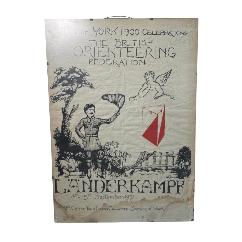 City of York Poster: This vintage poster was printed in 1971 in Germany, to celebrate another year of summer camp in England for their youth. This summer camp was dedicated to teaching young children the meaning of
