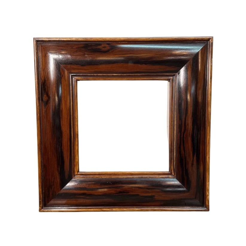 Macassar Ebony Square Wood Frame: Handmade, by Kipper in our shop, Macassar Ebony wood frame; French polished and waxed for the finish to give it a warm glow. Is an 8" convex frame.