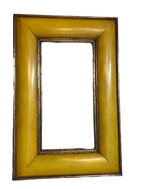 20th Century Citrone and Silver Convex Frame: 20th century citrone and silver convex frame. Made of soft maple. This piece is in great condition.