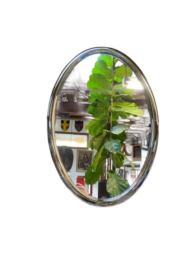 Futuristic Chrome Oval Wall Mirrors (1 of 2)