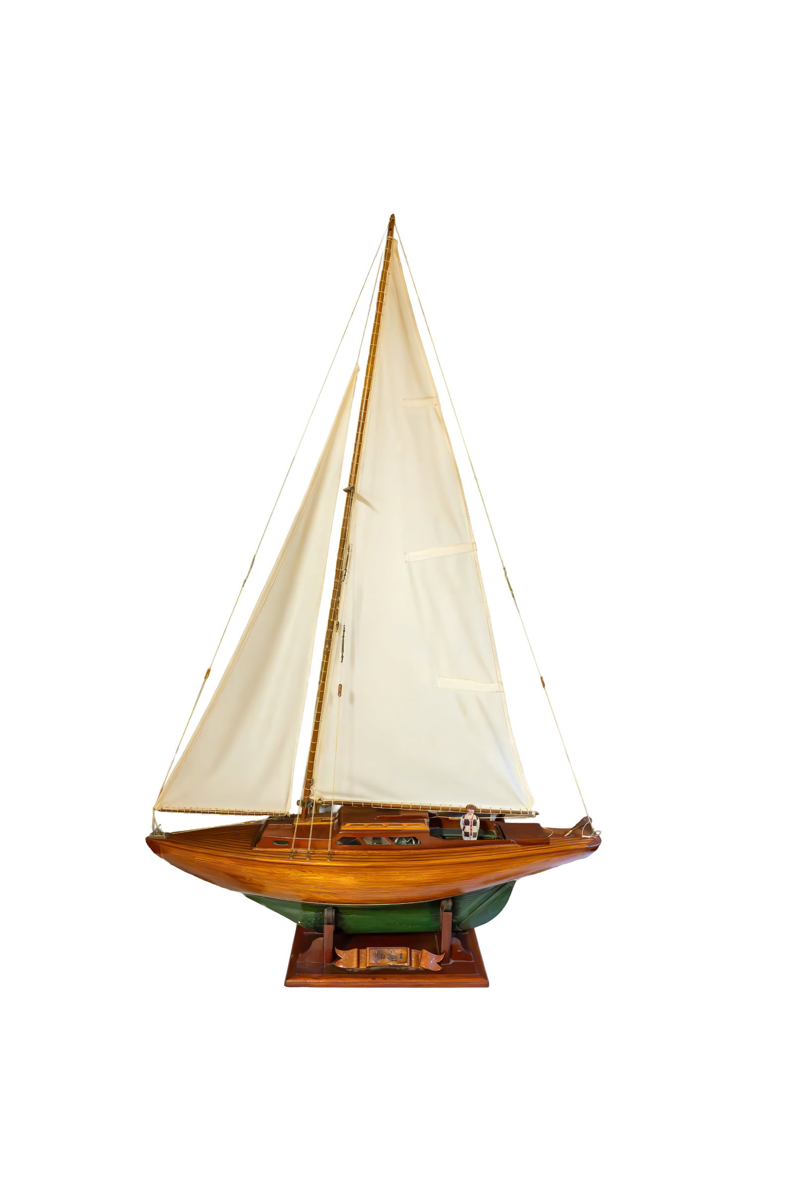 Morris Wiener R/C Scratch-Built Wooden Sailboat "Rita Joy II": From the acclaimed Model Marine Ship collection by Floridian artist and master craftsman Morris Wiener. Designated "Rita Joy II" by the artist as a part of his highly personal legacy series, this vess
