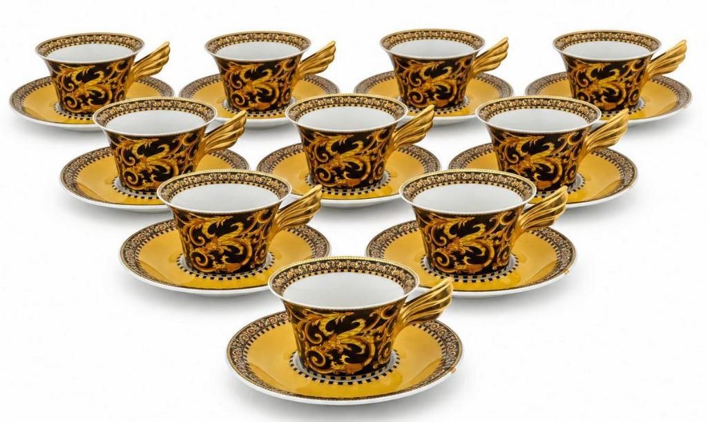 Set of 10 Versace by Rosenthal “Barocco” Porcelain Cup & Saucer Set (1 of 7)