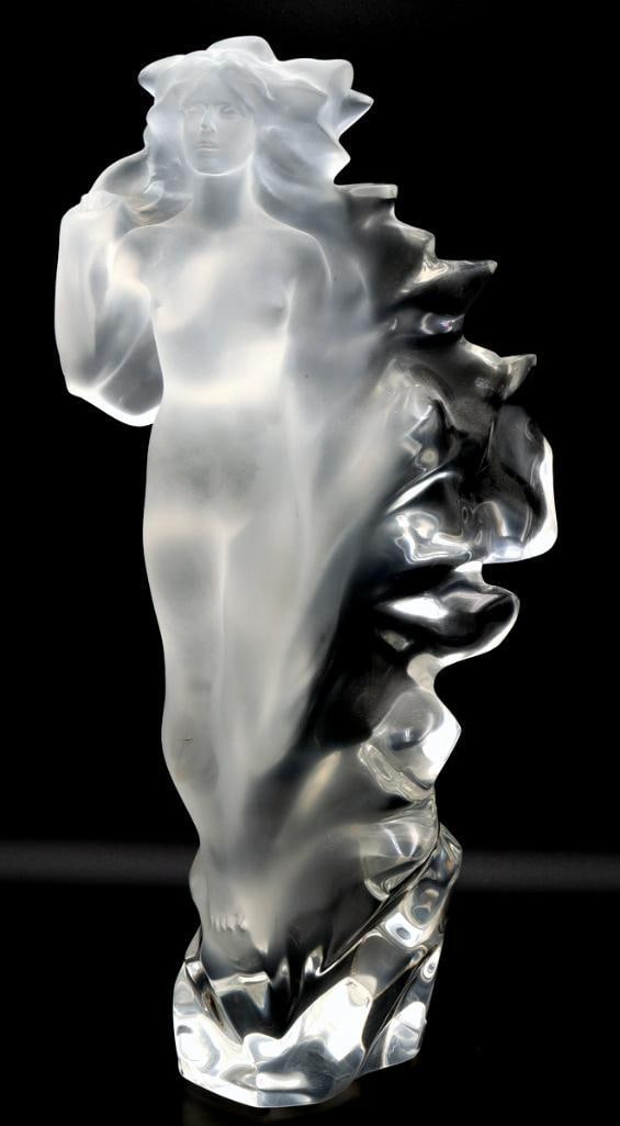 Frederick Hart (American, 1943-1999) “Veil of Light” Acrylic Sculpture: Frederick Hart (American, 1943–1999) “Veil of Light” Cast acrylic, lucite sculpture Sculptural work depicting a stylized female figure enveloped by flowing, wave-like forms, rendered
